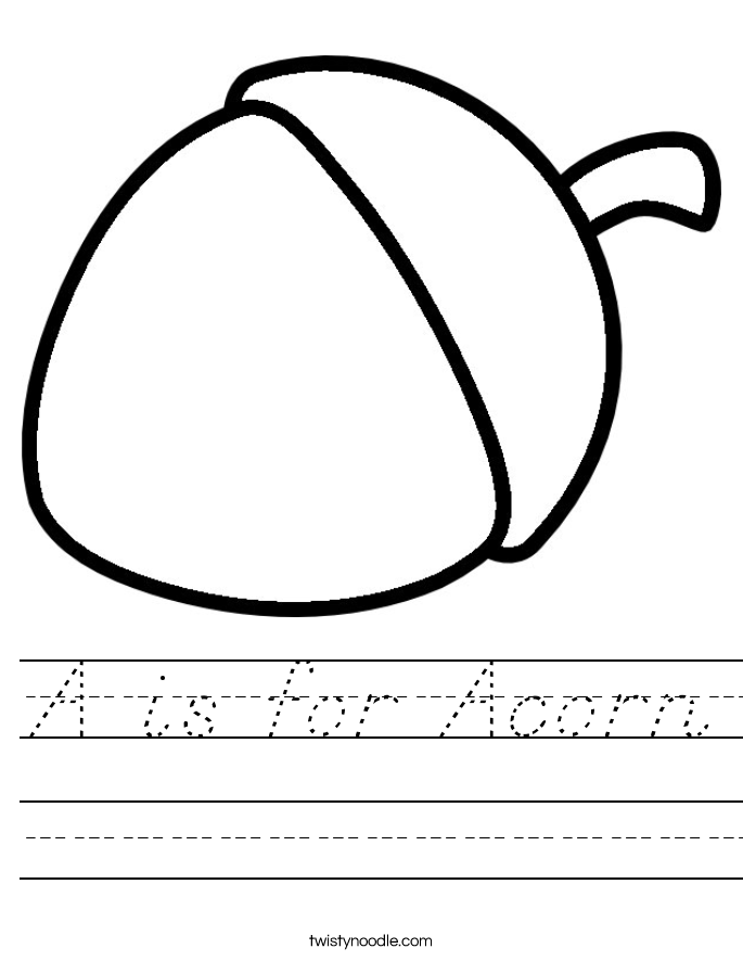 A is for Acorn Worksheet