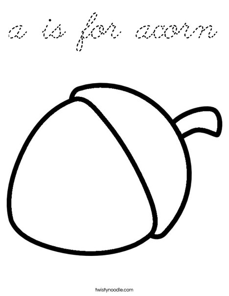 A is for Acorn Coloring Page