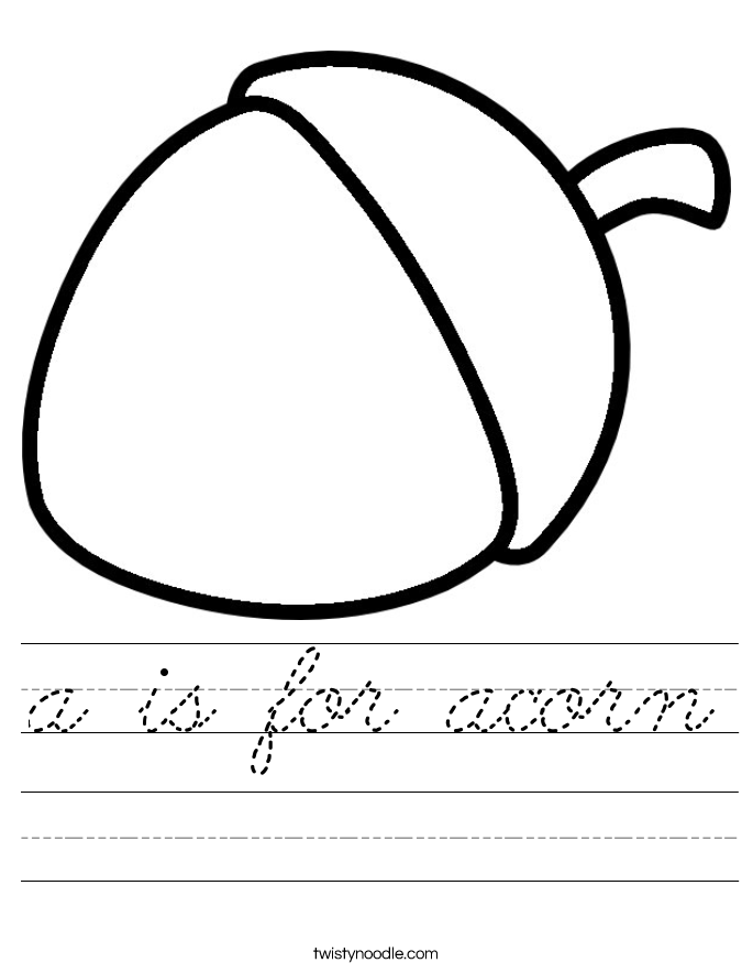 a is for acorn Worksheet