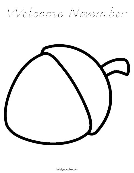 A is for Acorn Coloring Page