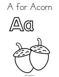 A for Acorn Coloring Page