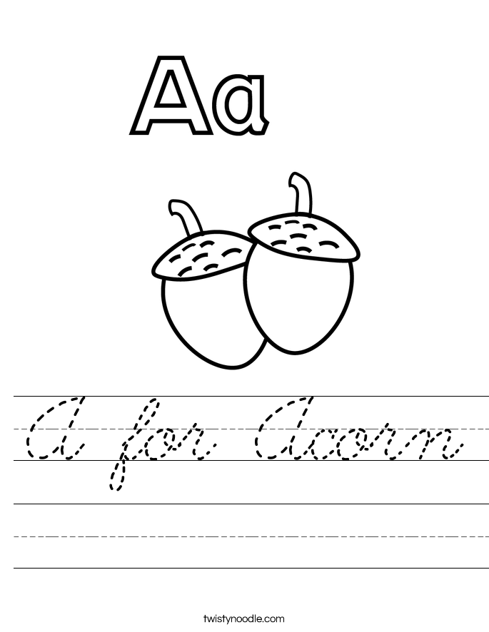 A for Acorn Worksheet