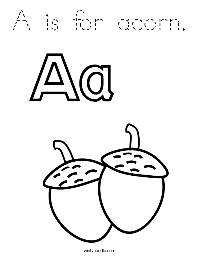 A is for acorn. Coloring Page
