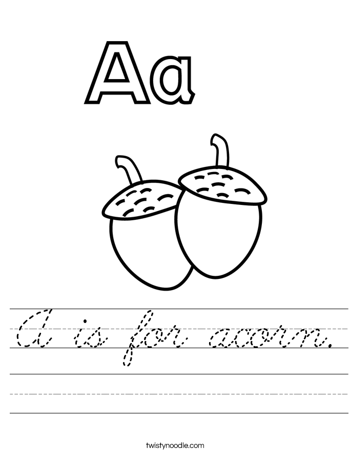 A is for acorn. Worksheet