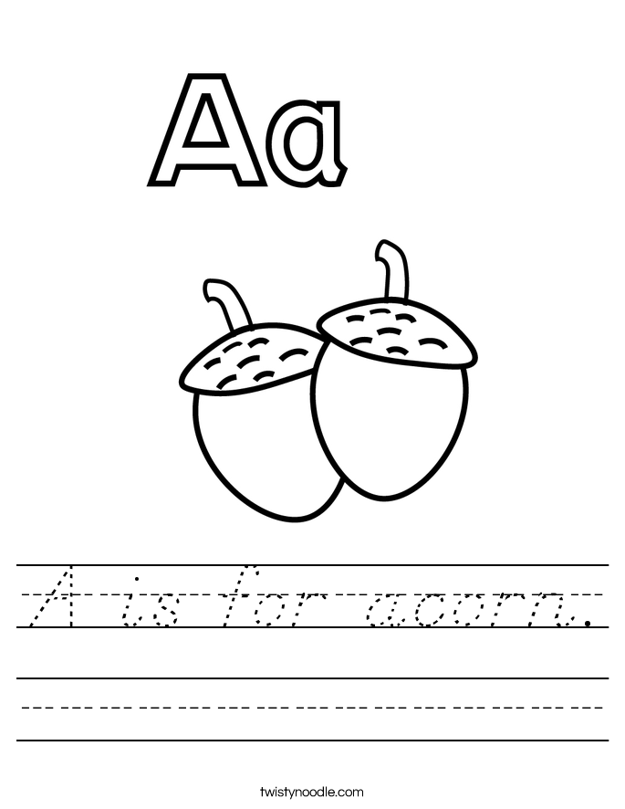 A is for acorn. Worksheet
