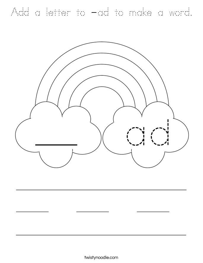 Add a letter to -ad to make a word. Coloring Page