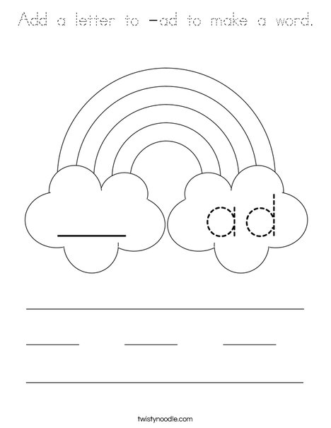 Add a letter to -ad to make a word. Coloring Page
