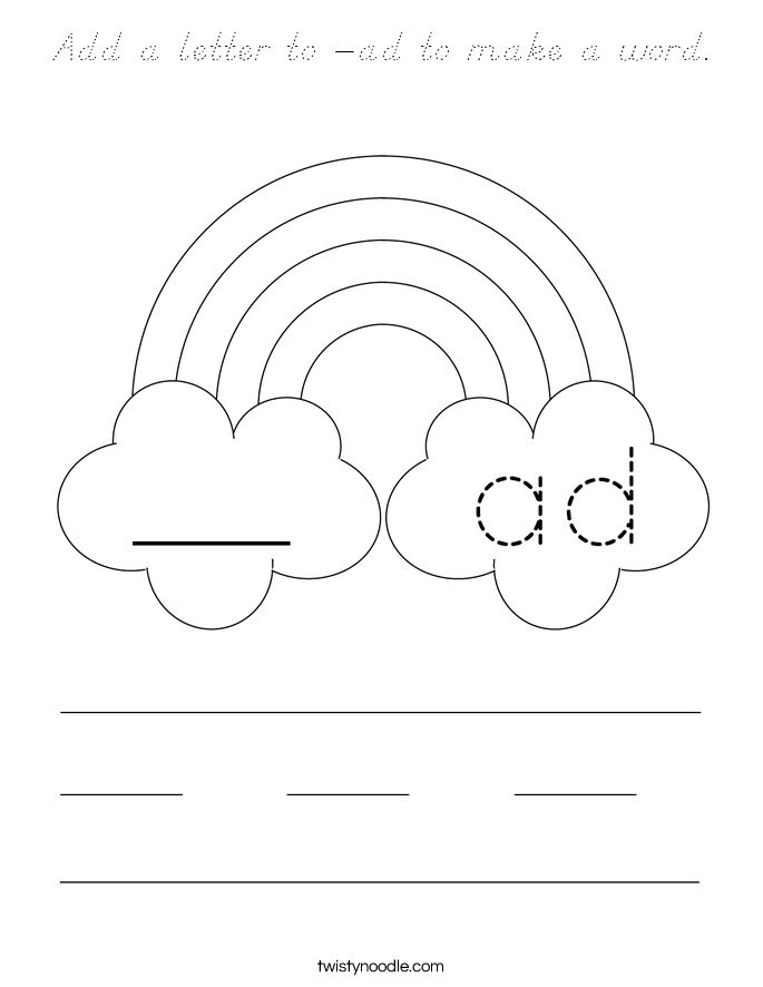 Add a letter to -ad to make a word. Coloring Page