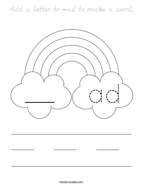 Add a letter to -ad to make a word. Coloring Page