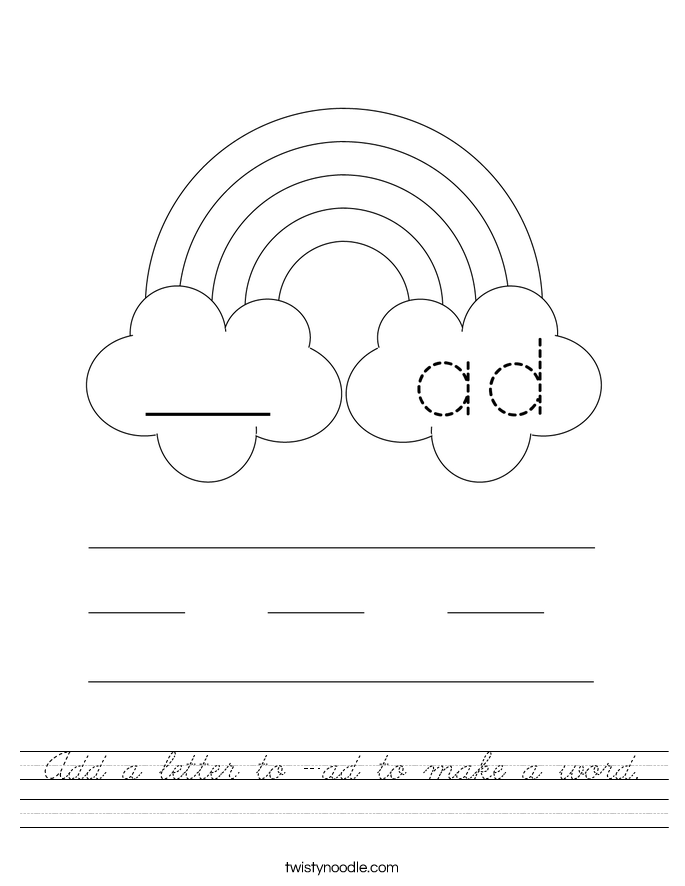 Add a letter to -ad to make a word. Worksheet