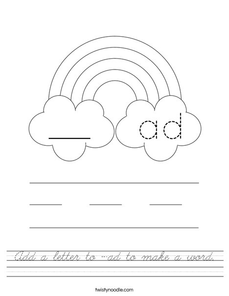 Add a letter to -ad to make a word. Worksheet