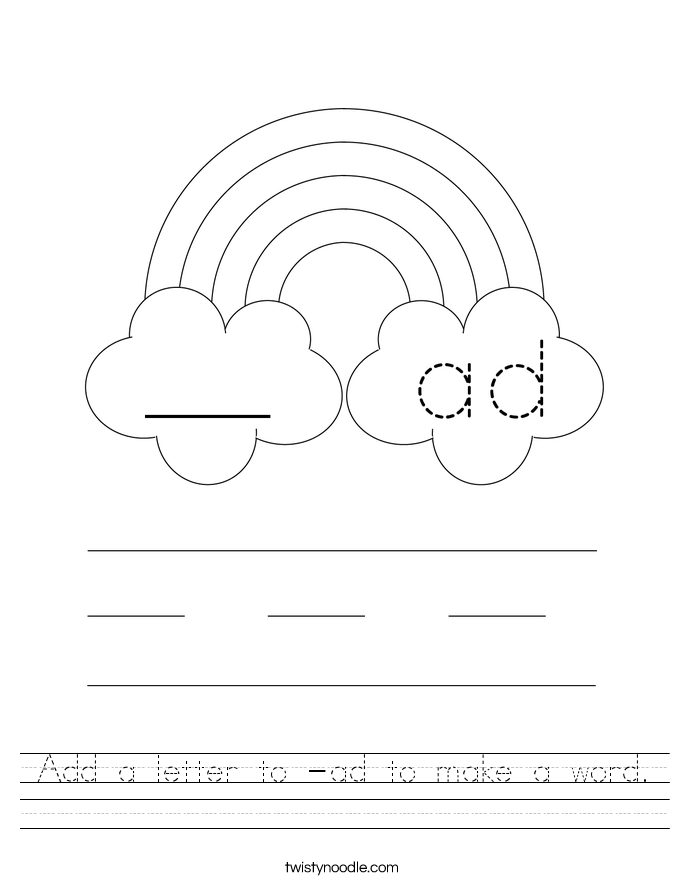Add a letter to -ad to make a word. Worksheet