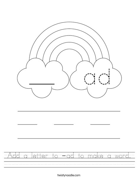 Add a letter to -ad to make a word. Worksheet