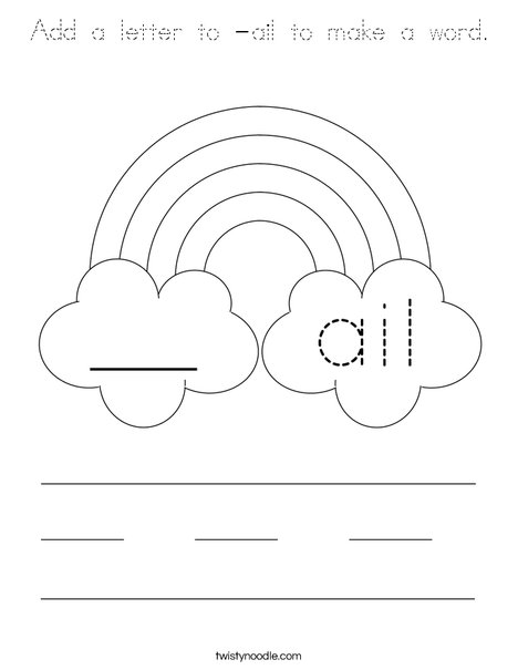 Add a letter to -ail to make a word. Coloring Page