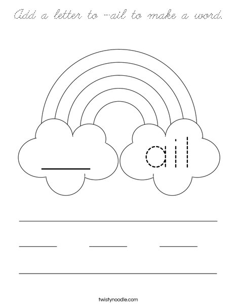 Add a letter to -ail to make a word. Coloring Page