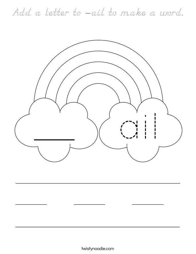 Add a letter to -ail to make a word. Coloring Page