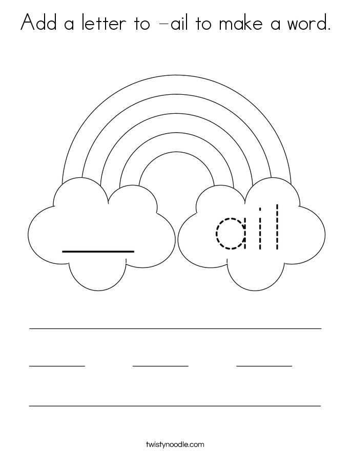 Add a letter to -ail to make a word. Coloring Page