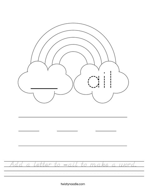 Add a letter to -ail to make a word. Worksheet