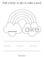 Add a letter to ake to make a word Coloring Page