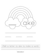 Add a letter to ake to make a word Handwriting Sheet