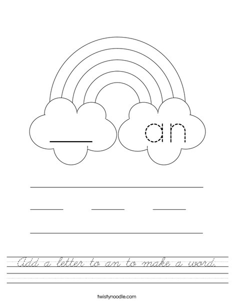 Add a letter to an to make a word. Worksheet
