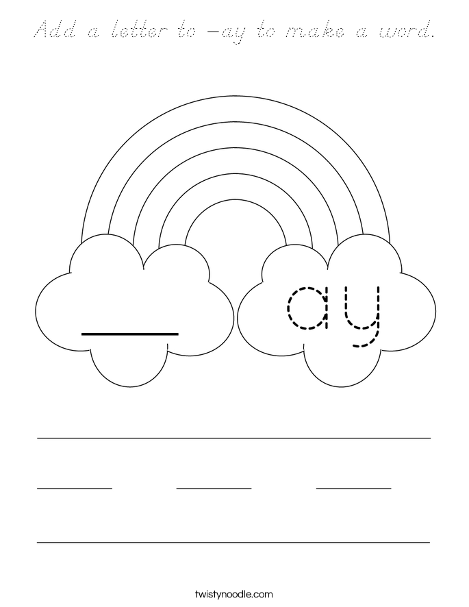 Add a letter to -ay to make a word. Coloring Page