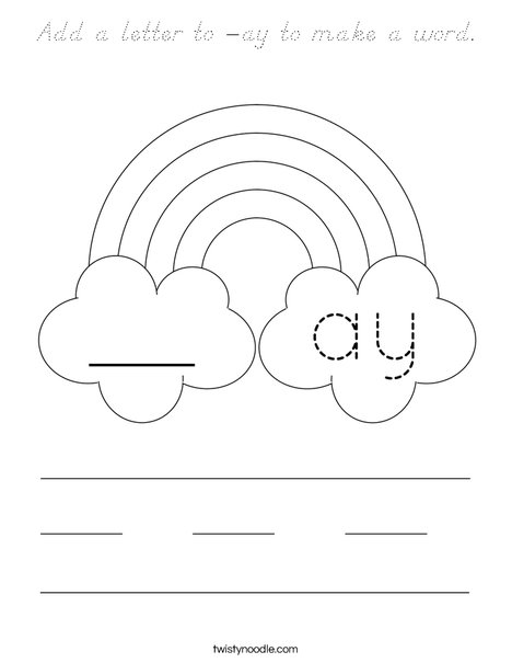 Add a letter to -ay to make a word. Coloring Page