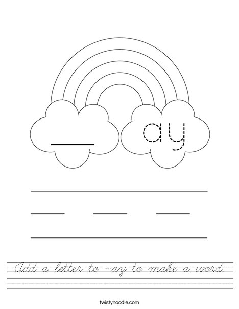 Add a letter to -ay to make a word. Worksheet