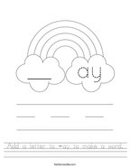 Add a letter to -ay to make a word Handwriting Sheet