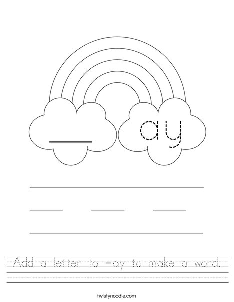 Add a letter to -ay to make a word. Worksheet