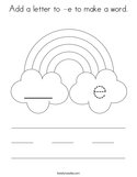 Add a letter to -e to make a word Coloring Page