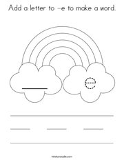 Add a letter to -e to make a word Coloring Page