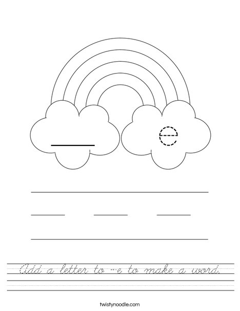 Add a letter to -e to make a word. Worksheet