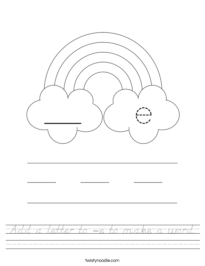 Add a letter to -e to make a word. Worksheet