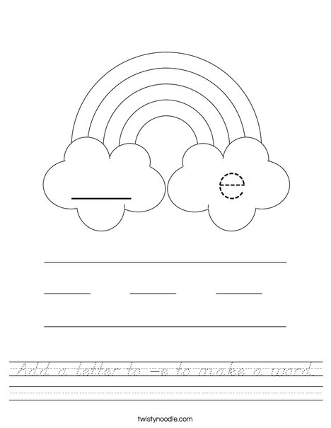 Add a letter to -e to make a word. Worksheet