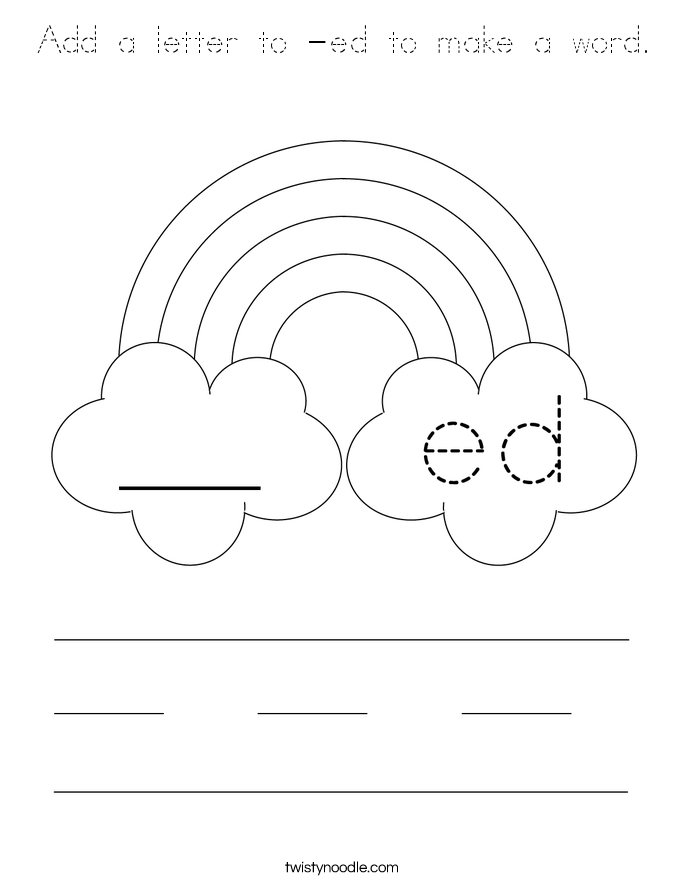 Add a letter to -ed to make a word. Coloring Page