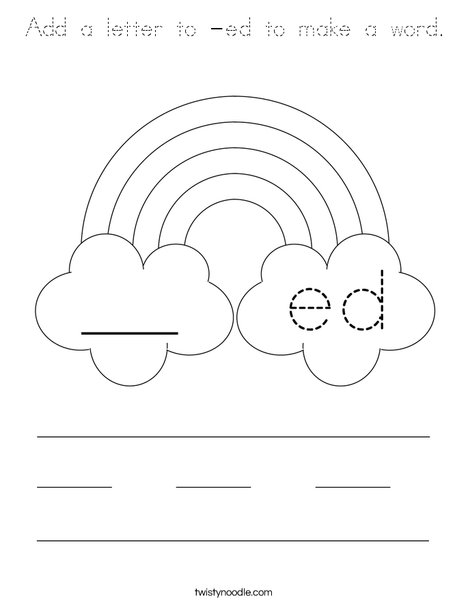 Add a letter to -ed to make a word. Coloring Page