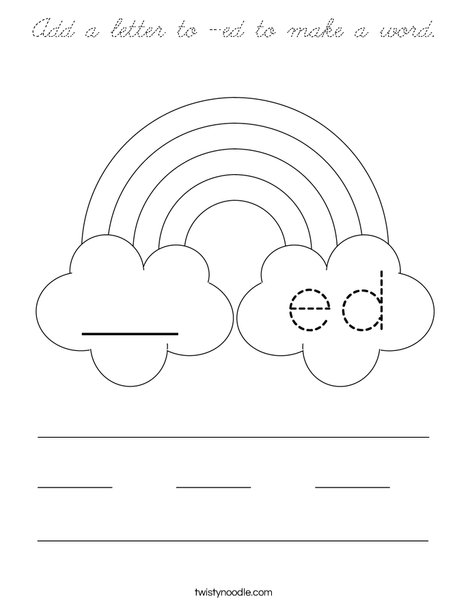 Add a letter to -ed to make a word. Coloring Page