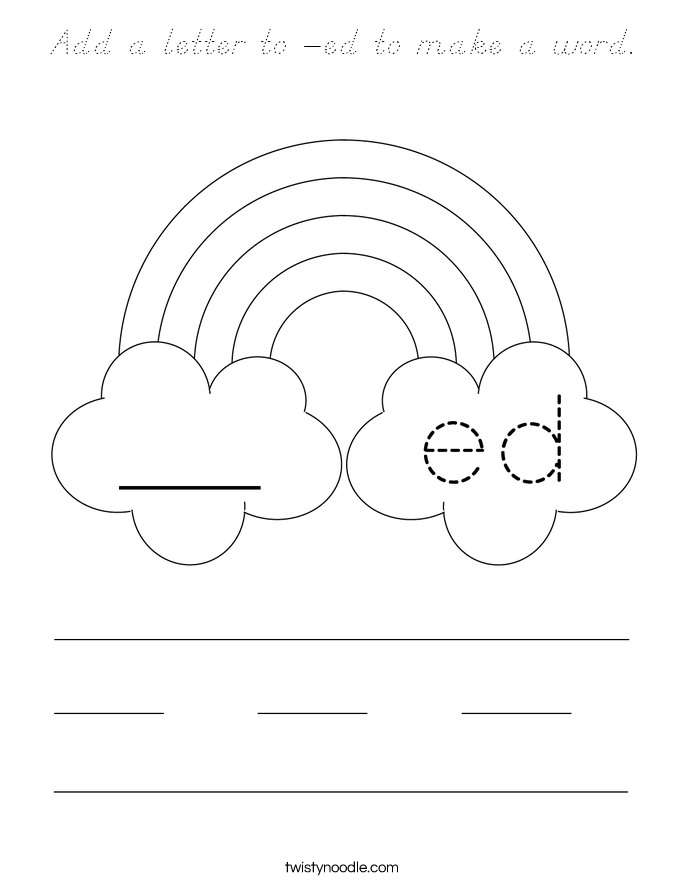 Add a letter to -ed to make a word. Coloring Page