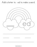 Add a letter to -ed to make a word Coloring Page