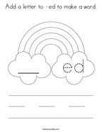 Add a letter to -ed to make a word Coloring Page