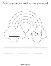 Add a letter to -ed to make a word Coloring Page