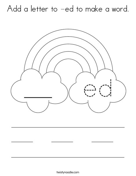 Add a letter to -ed to make a word. Coloring Page