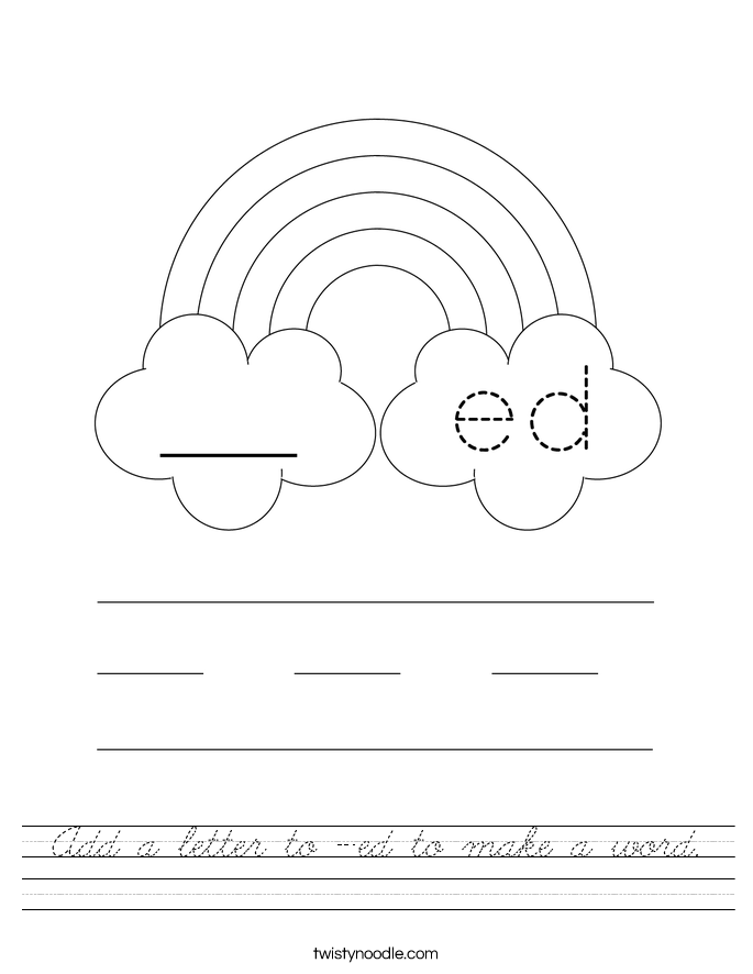 Add a letter to -ed to make a word. Worksheet