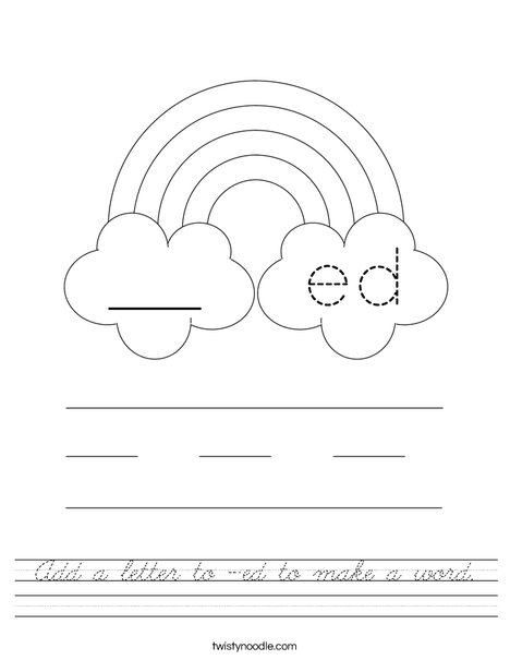 Add a letter to -ed to make a word. Worksheet