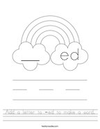 Add a letter to -ed to make a word Handwriting Sheet