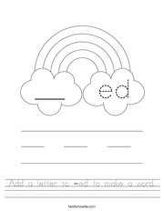 Add a letter to -ed to make a word Handwriting Sheet
