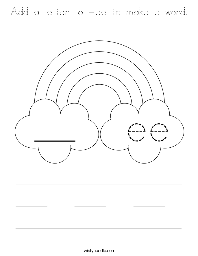 Add a letter to -ee to make a word. Coloring Page