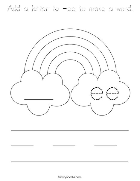 Add a letter to -ee to make a word. Coloring Page