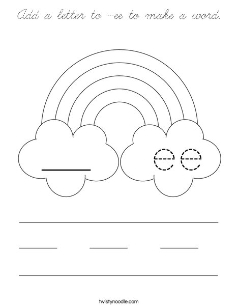 Add a letter to -ee to make a word. Coloring Page